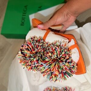Bottega Veneta Orange Multicolor Pom-Pom Women's shoes 
BRAND NEW